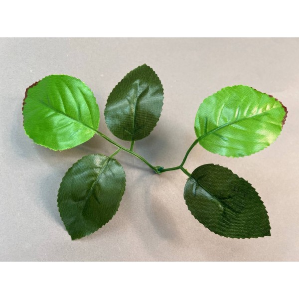 64.113 Лист розы 5-ка двухцветный большой на толстый стебель