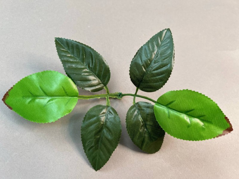 64.132 Лист розы ритуальный 6-ка двухцветный большой на толстый стебель