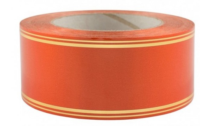 Лента глянцевая  с золотой полосой 5/50 164